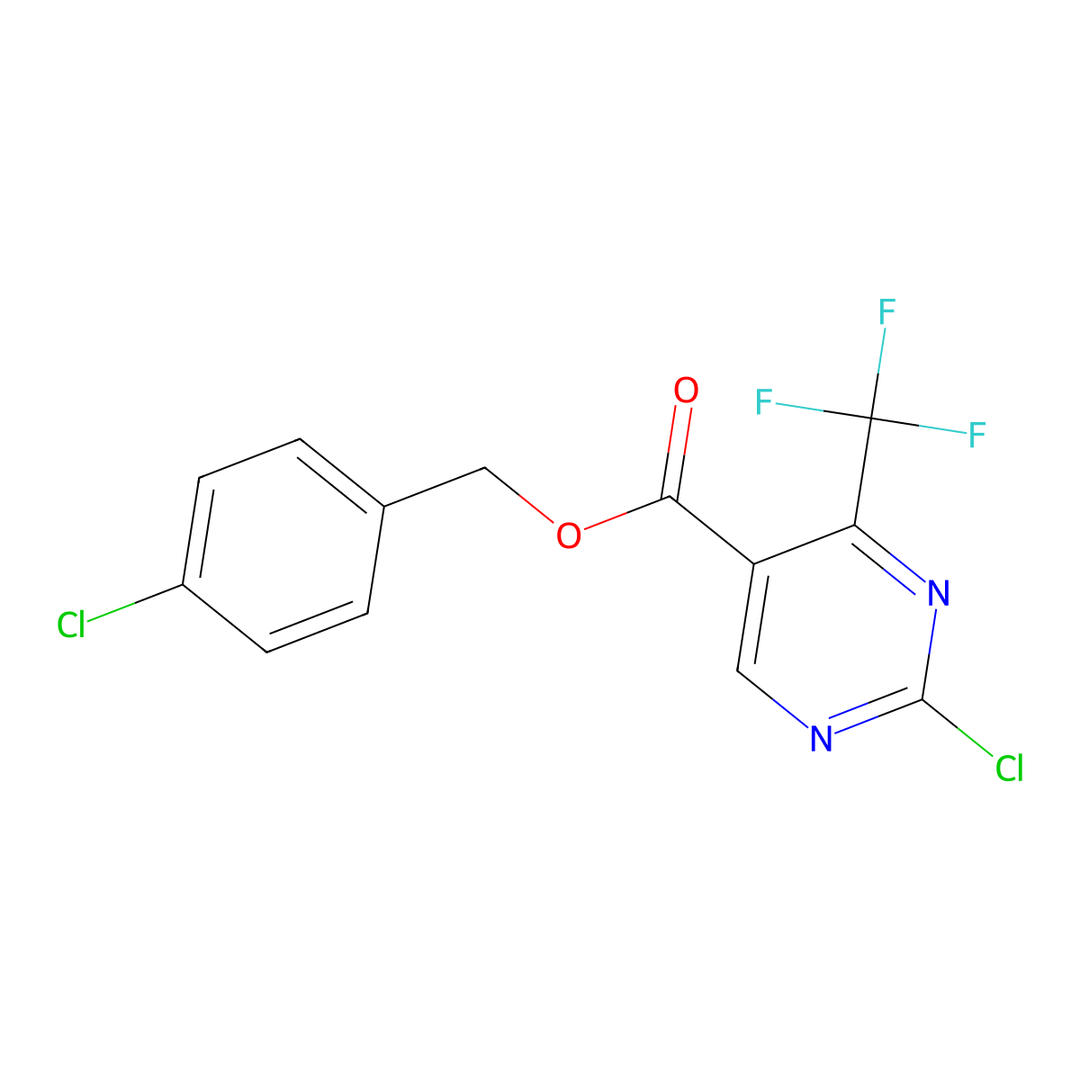 4-Chlorobenzyl 2-chloro-4-(trifluoromethyl)pyrimidine-5-carboxylate molecular structure, CAS 175137-30-1