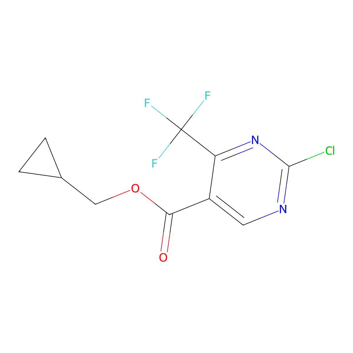 Cyclopropylmethyl 2-chloro-4-(trifluoromethyl)pyrimidine-5-carboxylate molecular structure, CAS 175137-31-2