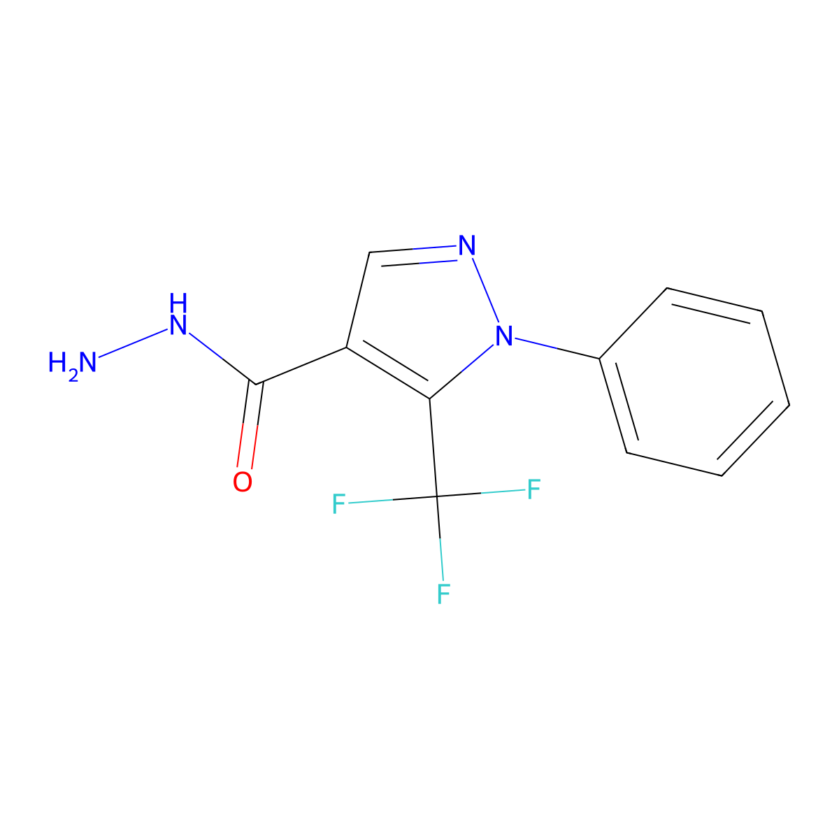 1-Phenyl-5-(trifluoromethyl)-1H-pyrazole-4-carbohydrazide molecular structure, CAS 175137-32-3