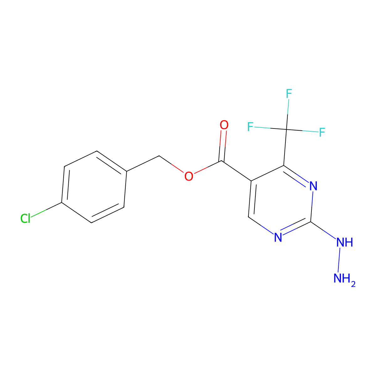 (4-Chlorophenyl)methyl 2-hydrazinyl-4-(trifluoromethyl)pyrimidine-5-carboxylate molecular structure, CAS 175137-33-4