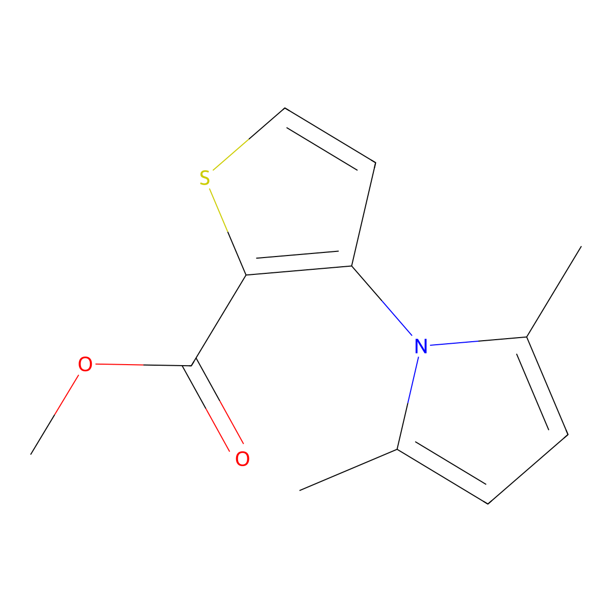 methyl 3-(2,5-dimethyl-1H-pyrrol-1-yl)thiophene-2-carboxylate molecular structure, CAS 175137-41-4