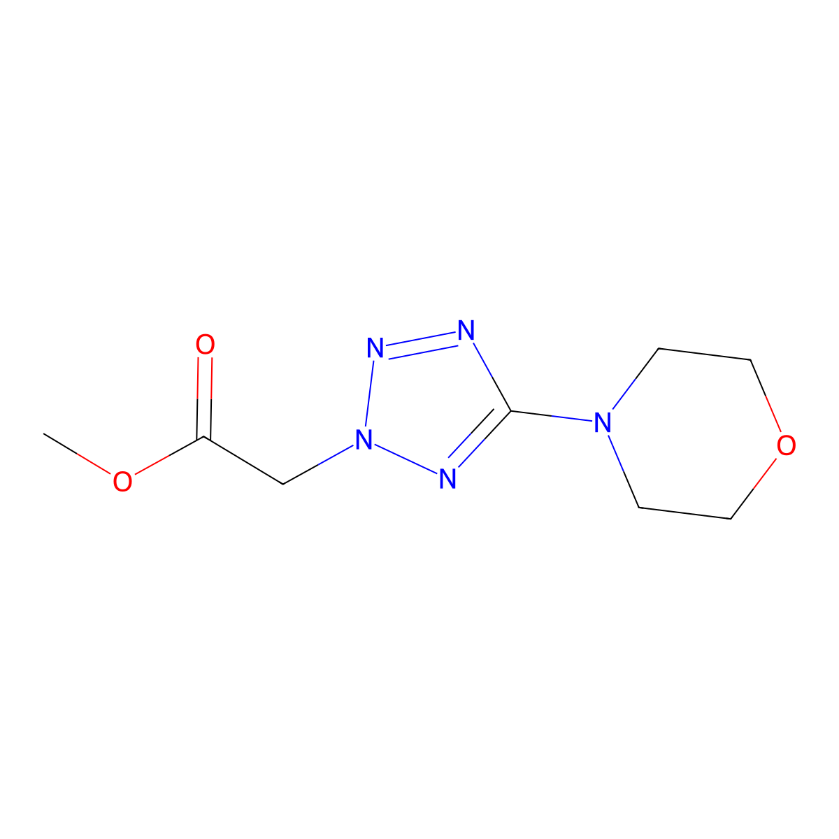 Methyl 5-(4-morpholinyl)-2H-tetrazole-2-acetate molecular structure, CAS 175137-43-6