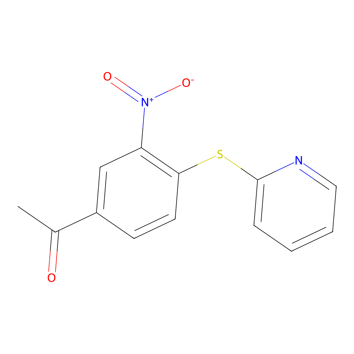 1-[3-Nitro-4-(2-pyridylthio)phenyl]ethan-1-one molecular structure, CAS 175137-44-7