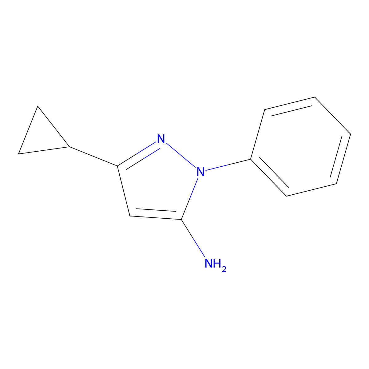 3-Cyclopropyl-1-phenyl-1H-pyrazol-5-amine molecular structure, CAS 175137-45-8