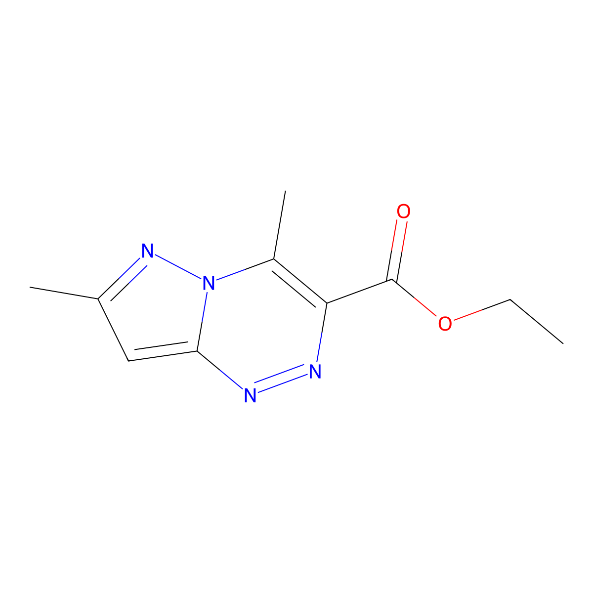 Ethyl 4,7-dimethylpyrazolo(5,1-c)(1,2,4)triazine-3-carboxylate molecular structure, CAS 175137-48-1