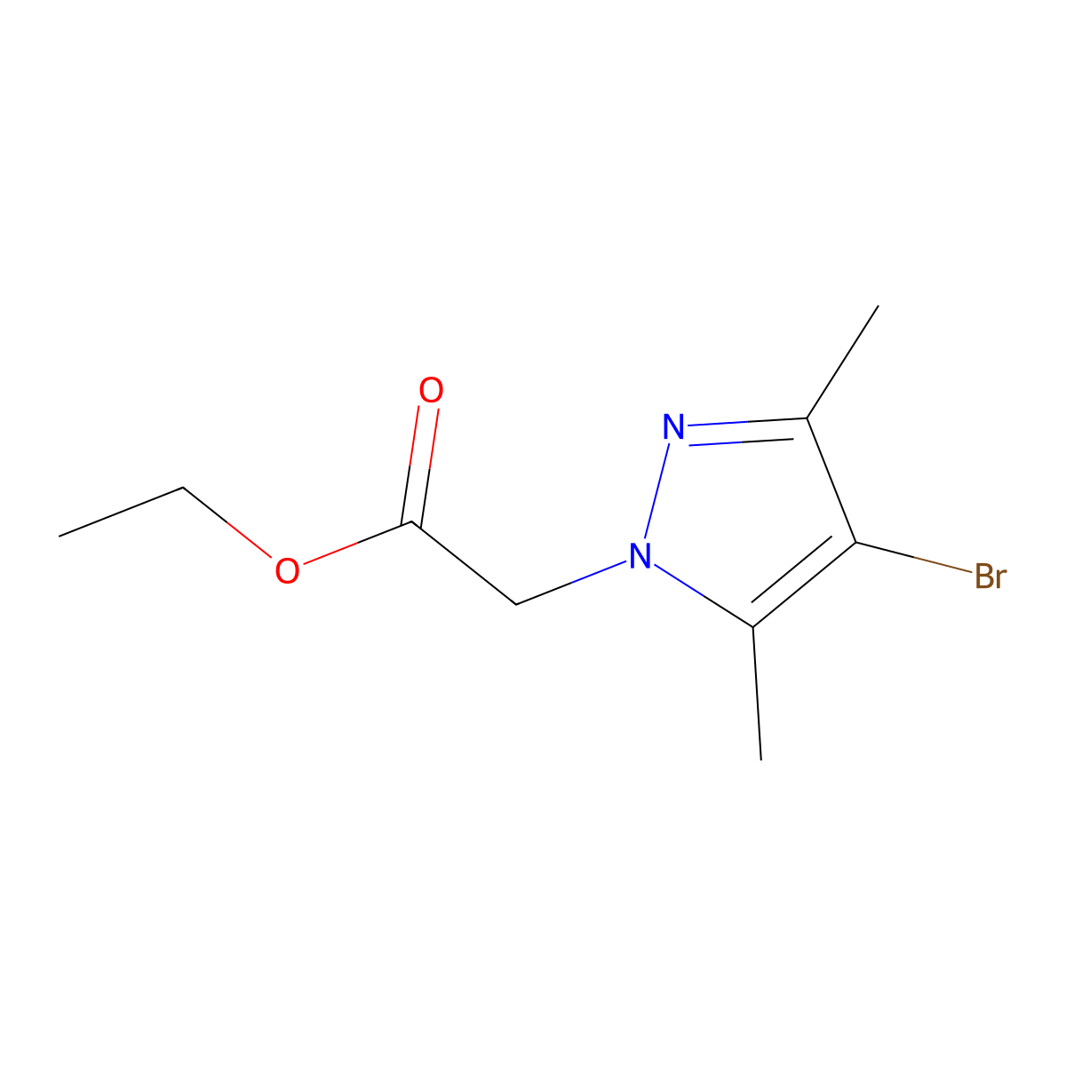 Ethyl (4-bromo-3,5-dimethyl-1H-pyrazol-1-yl)acetate molecular structure, CAS 175137-54-9