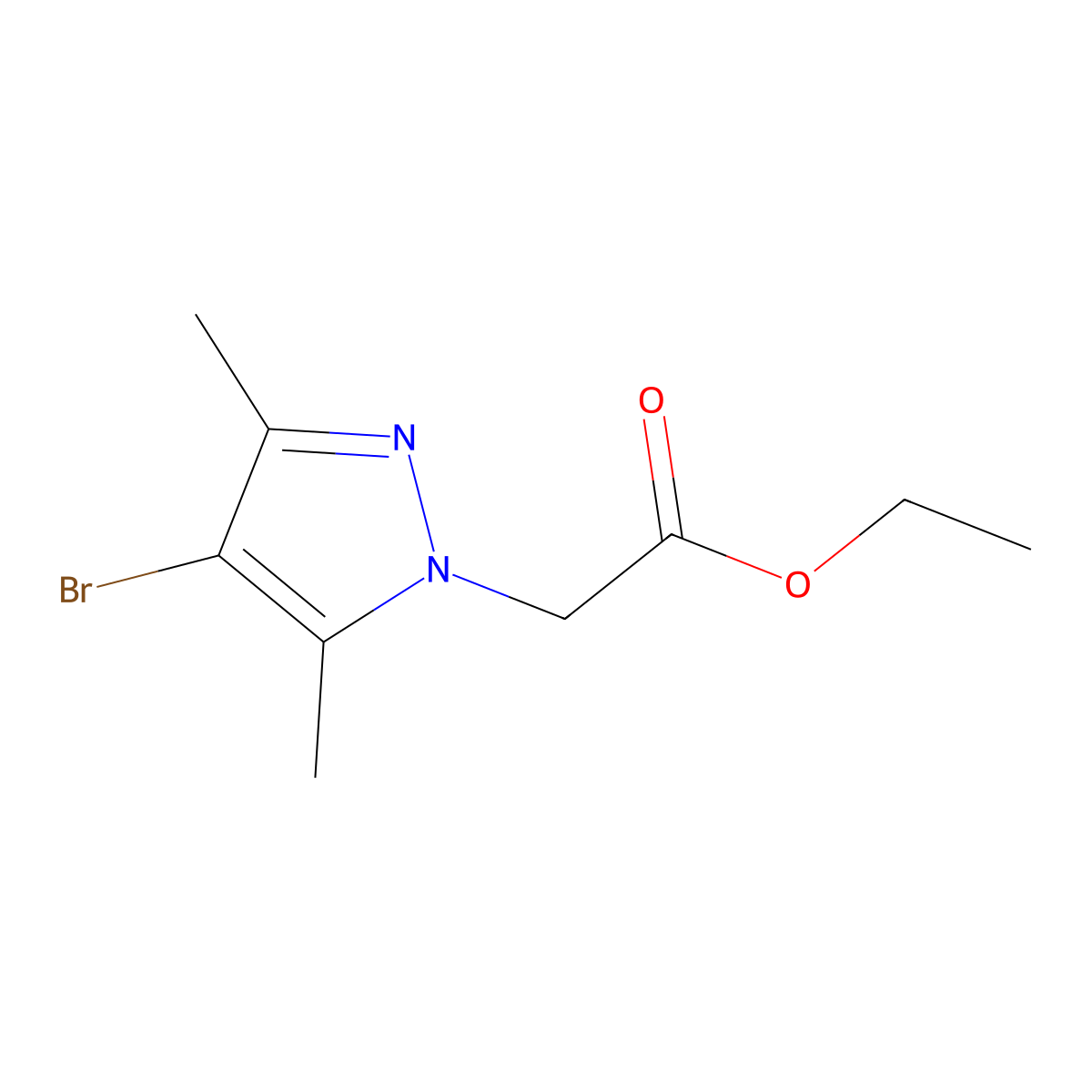 Ethyl (4-bromo-3,5-dimethyl-1H-pyrazol-1-yl)acetate molecular structure, CAS 175137-54-9