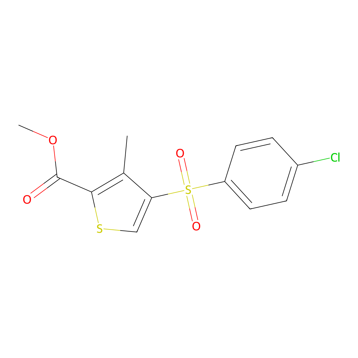 Methyl 4-[(4-chlorophenyl)sulfonyl]-3-methylthiophene-2-carboxylate molecular structure, CAS 175137-60-7