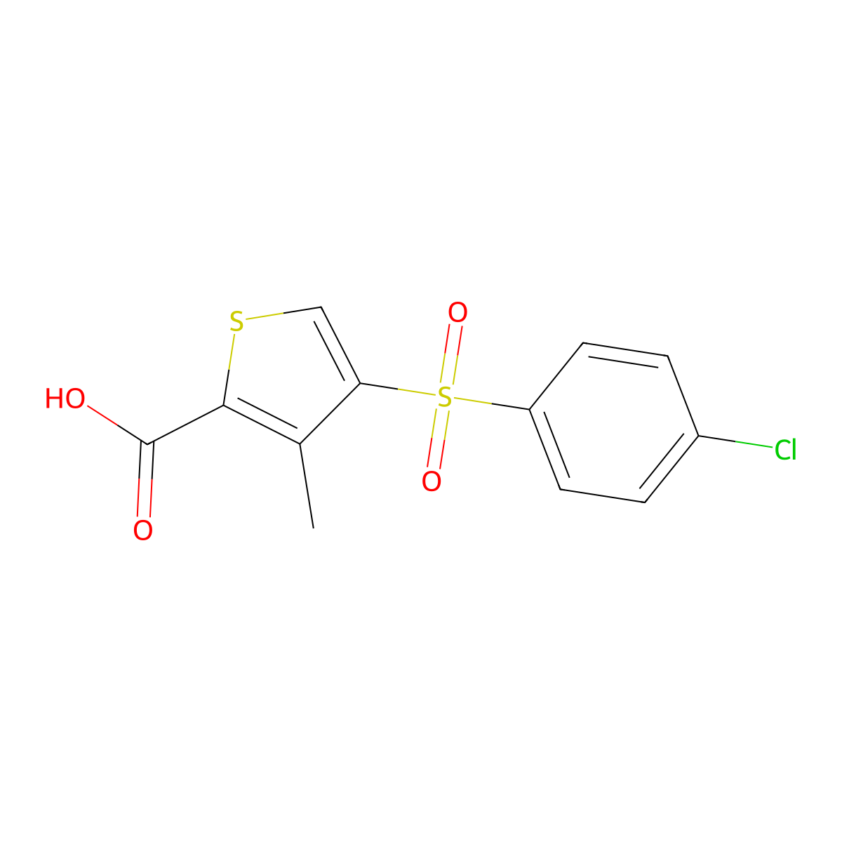 4-[(4-Chlorophenyl)sulfonyl]-3-methylthiophene-2-carboxylic acid molecular structure, CAS 175137-65-2