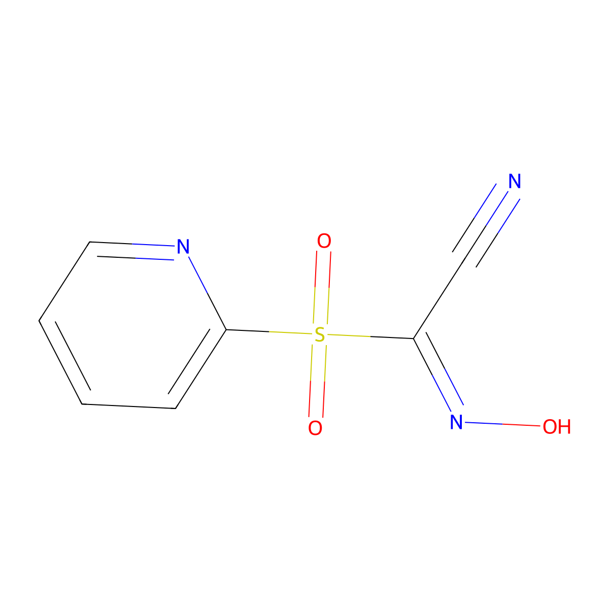 2-Hydroxyimino-2-pyridin-2-ylsulfonylacetonitrile molecular structure, CAS 175137-69-6
