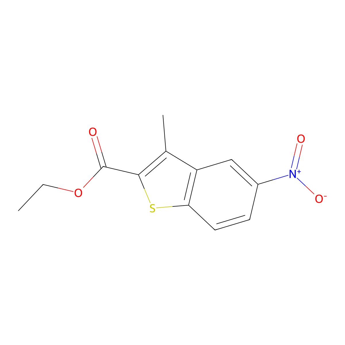 Ethyl 3-methyl-5-nitro-1-benzothiophene-2-carboxylate molecular structure, CAS 17514-60-2