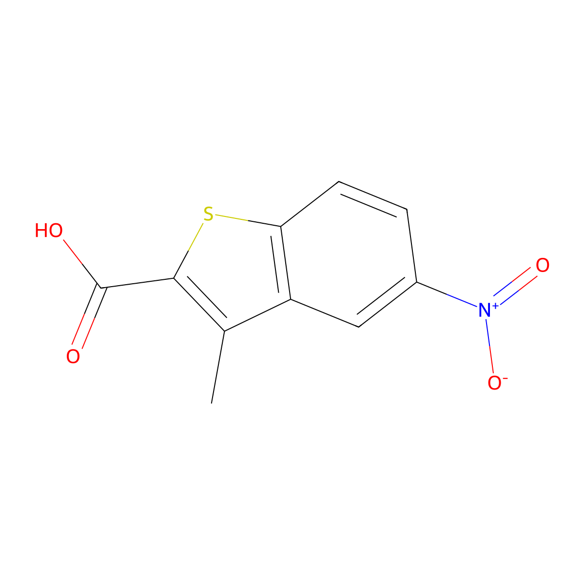 3-Methyl-5-nitro-1-benzothiophene-2-carboxylic acid molecular structure, CAS 17514-61-3