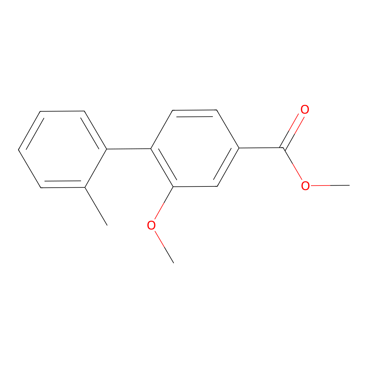 Methyl 2-methoxy-2'-methylbiphenyl-4-carboxylate molecular structure, CAS 175152-49-5