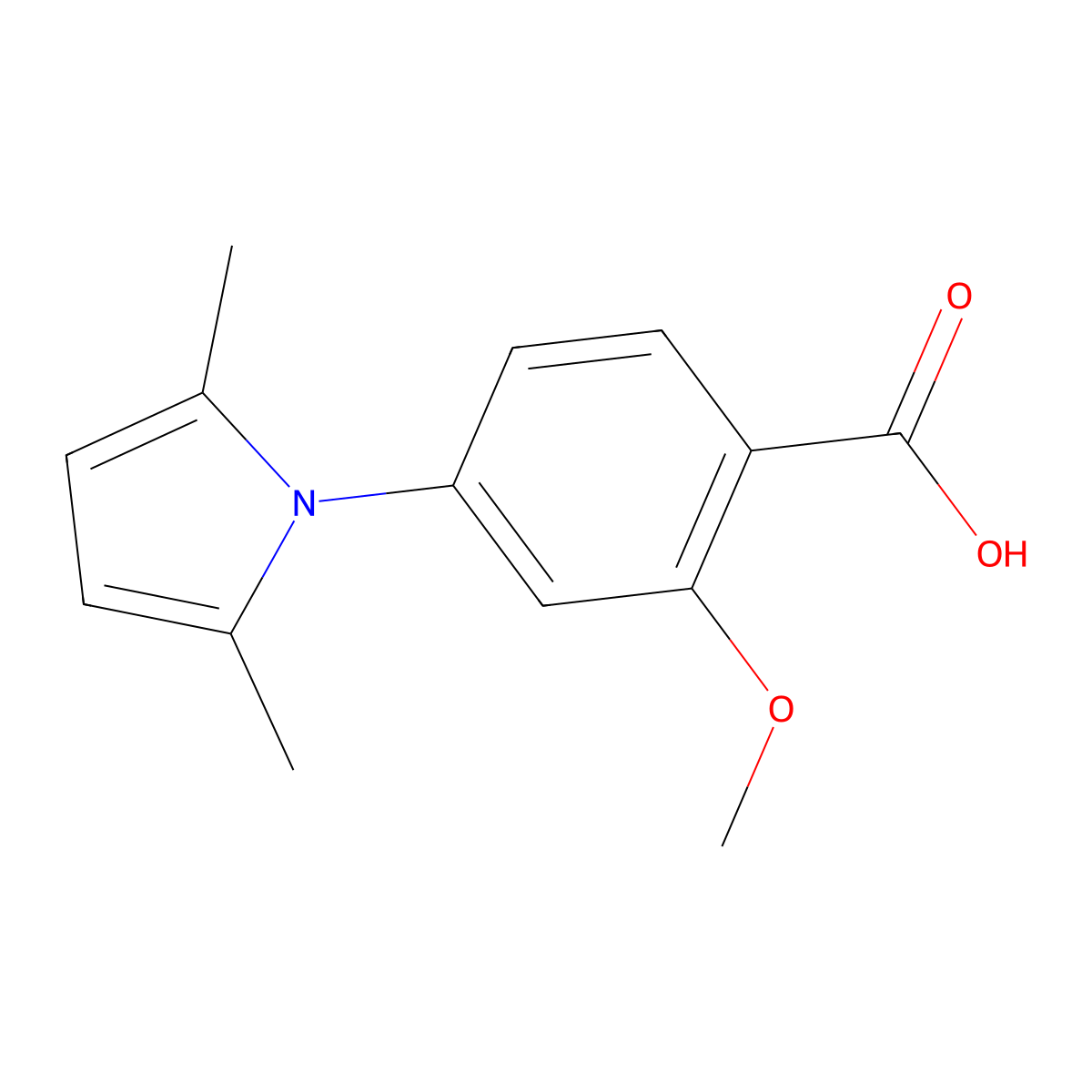 4-(2,5-Dimethylpyrrol-1-yl)-2-methoxybenzoic acid molecular structure, CAS 175153-00-1