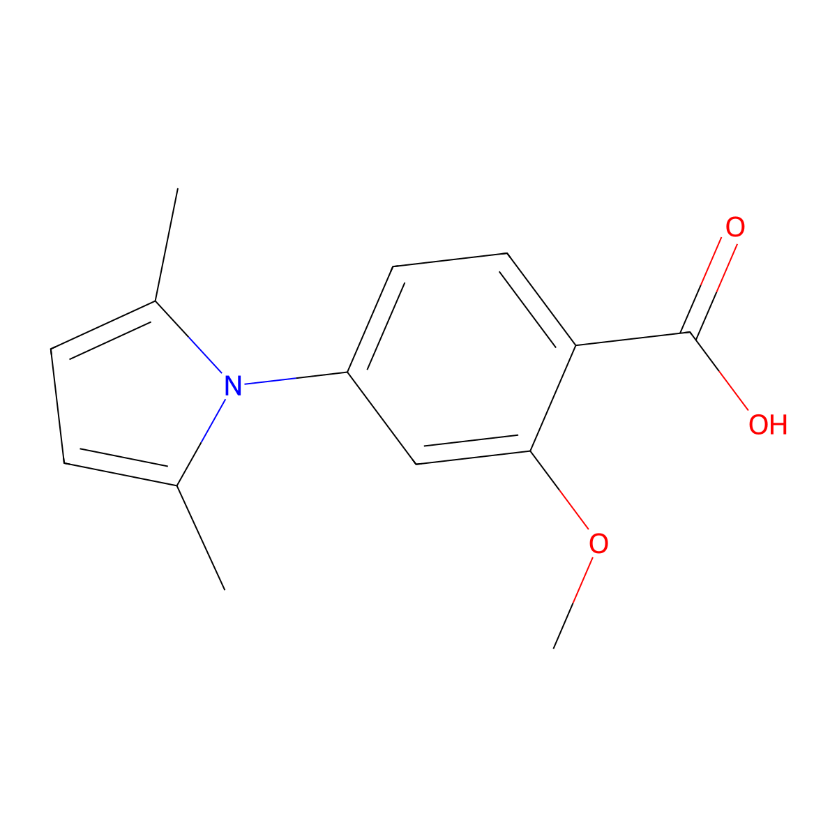 4-(2,5-Dimethylpyrrol-1-yl)-2-methoxybenzoic acid molecular structure, CAS 175153-00-1