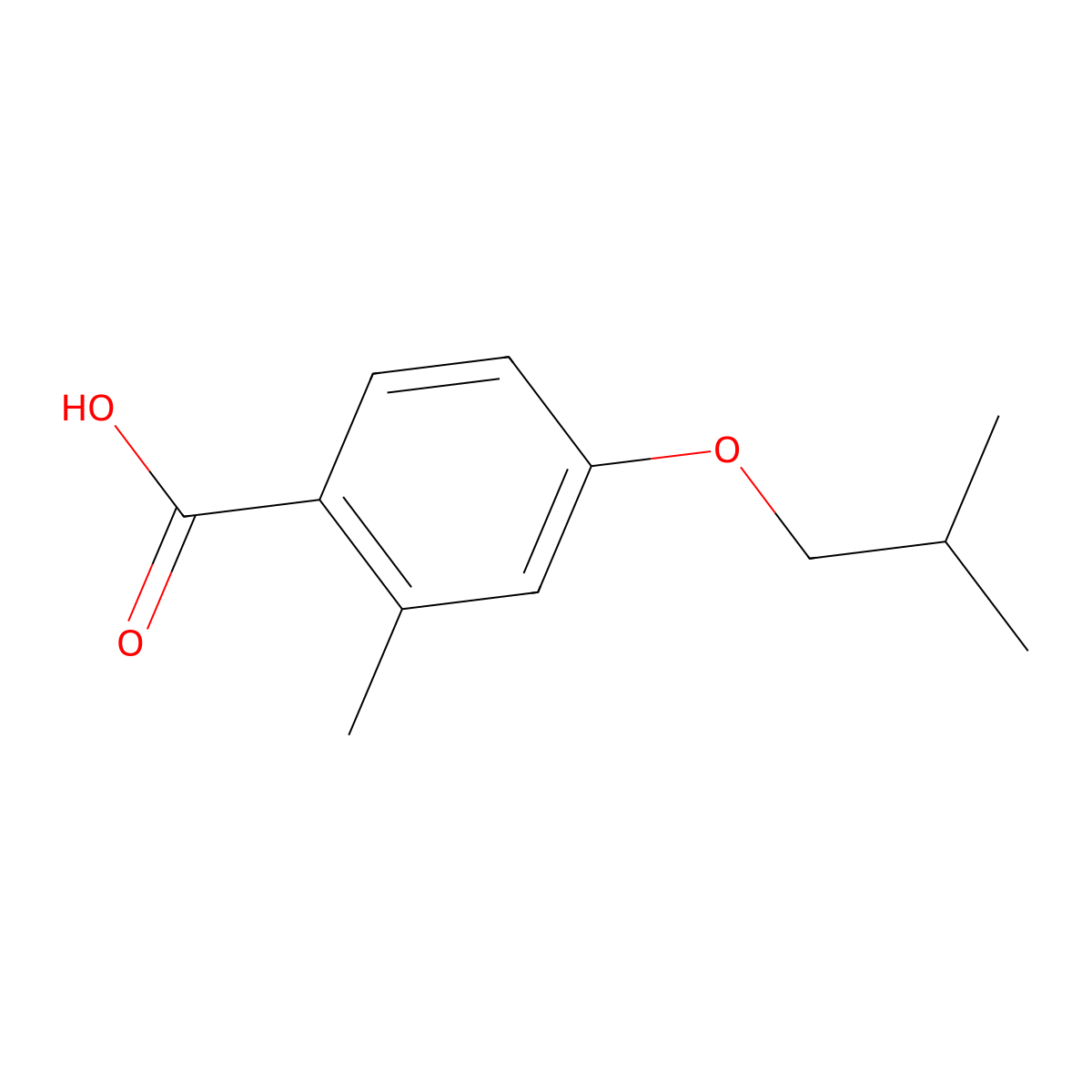 4-Isobutoxy-2-methylbenzoic acid molecular structure, CAS 175153-57-8