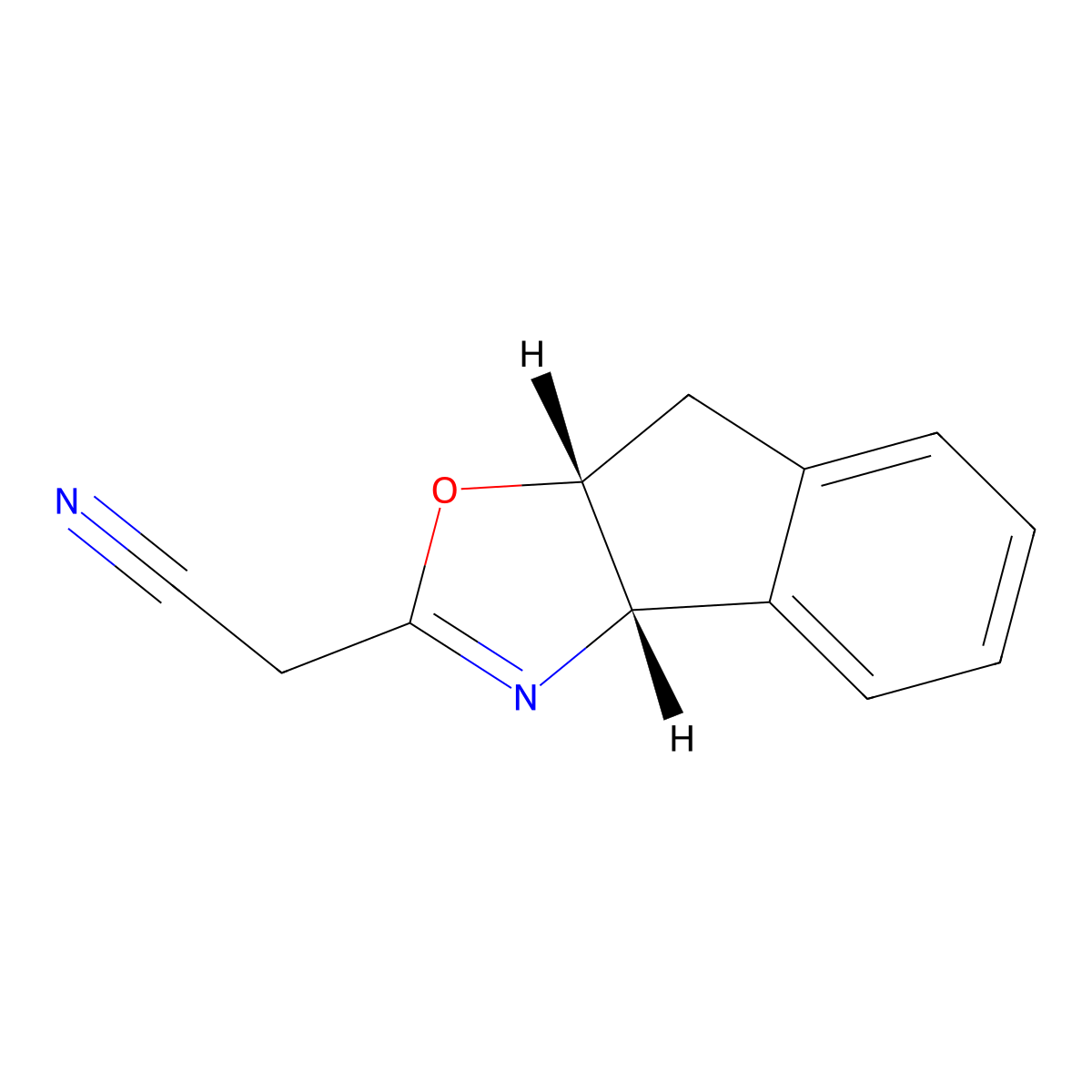 2-((3aS,8aR)-3a,8a-dihydro-8H-indeno[1,2-d]oxazol-2-yl)acetonitrile molecular structure, CAS 175166-50-4