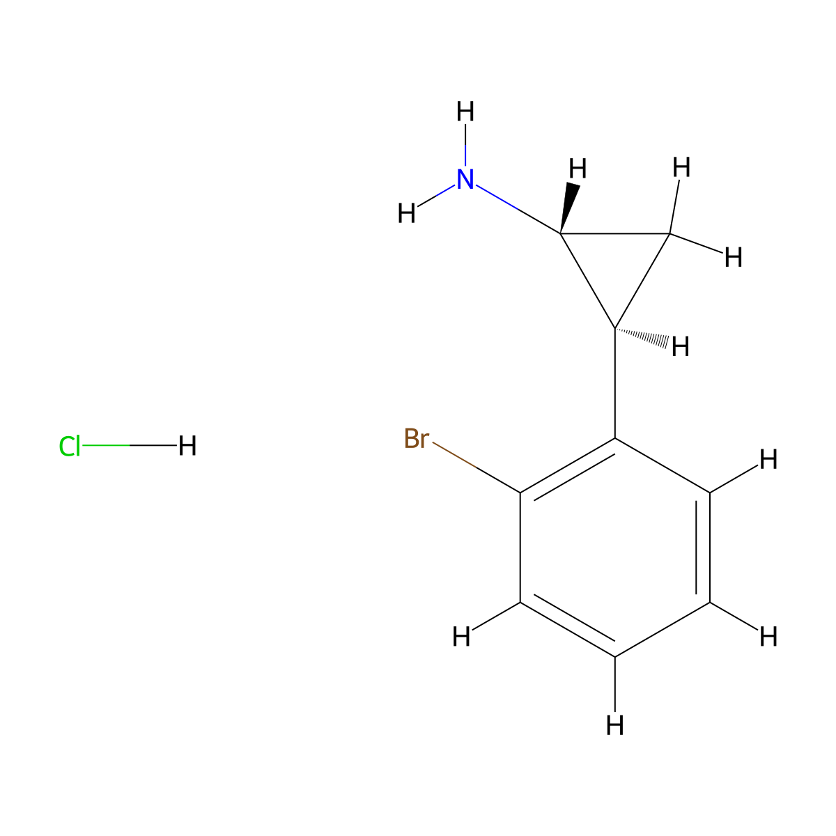 rac-(1R,2S)-2-(2-bromophenyl)cyclopropan-1-amine hydrochloride molecular structure, CAS 175168-76-0