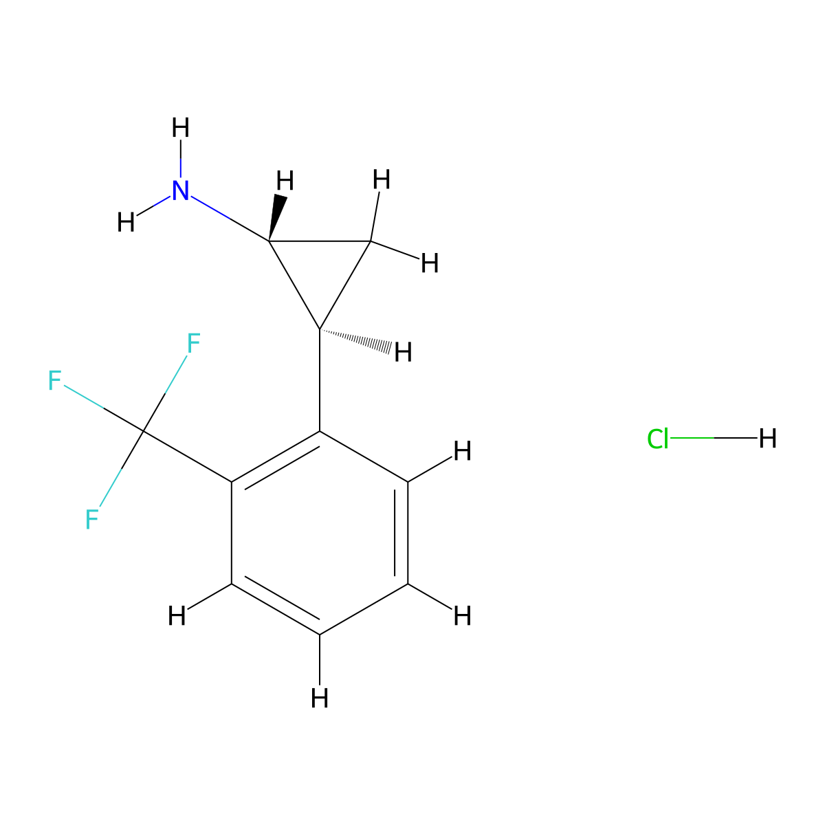 trans-2-(2-(Trifluoromethyl)phenyl)cyclopropanamine hydrochloride molecular structure, CAS 175168-77-1