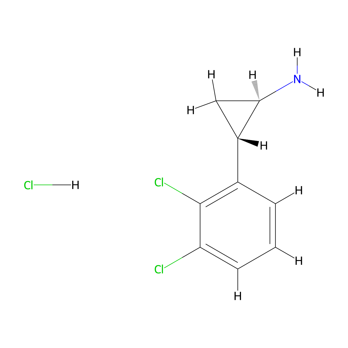 trans-2-(2,3-Dichlorophenyl)cyclopropanamine hydrochloride molecular structure, CAS 175168-78-2