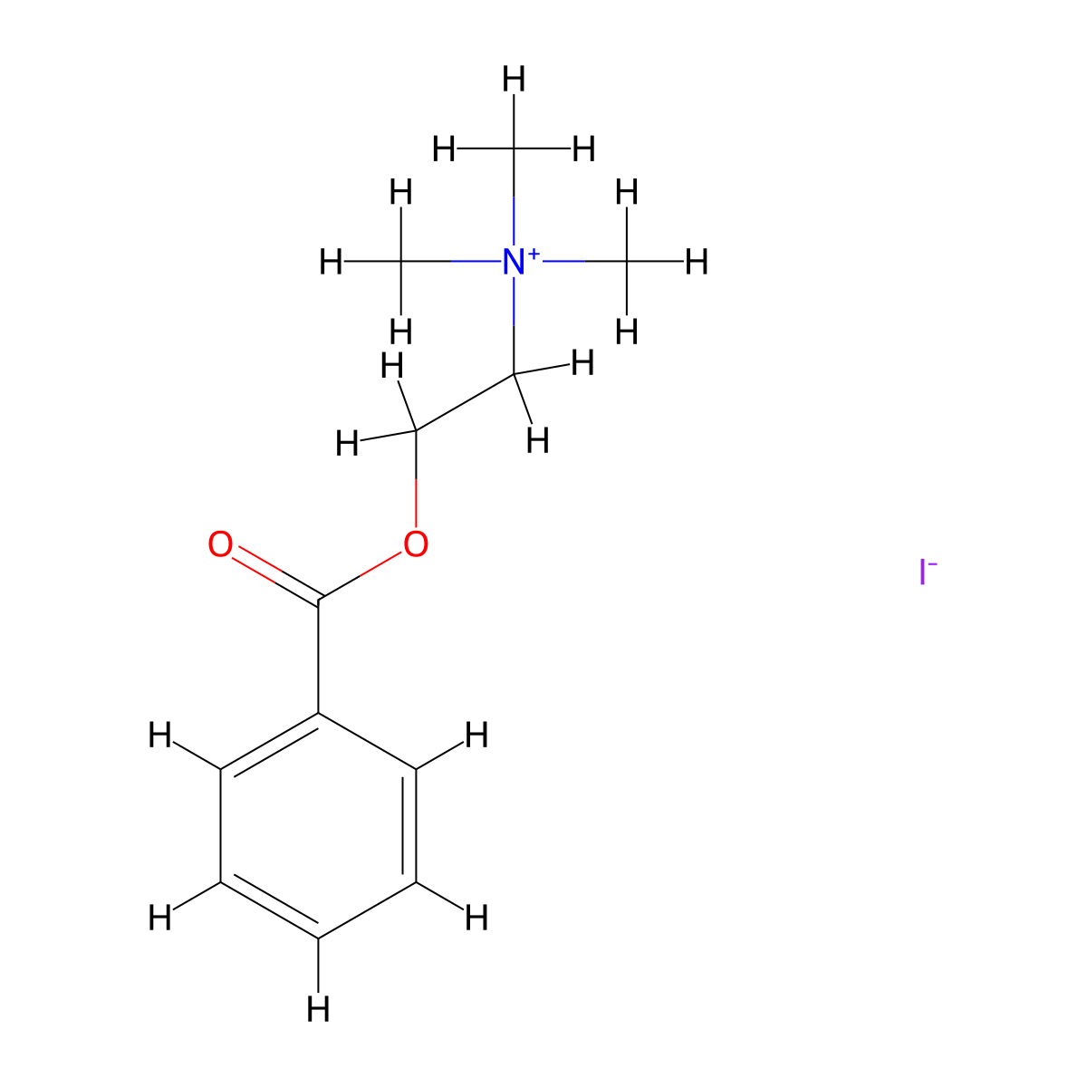 Ethanaminium, 2-(benzoyloxy)-N,N,N-trimethyl-, iodide (1:1) molecular structure, CAS 17518-43-3