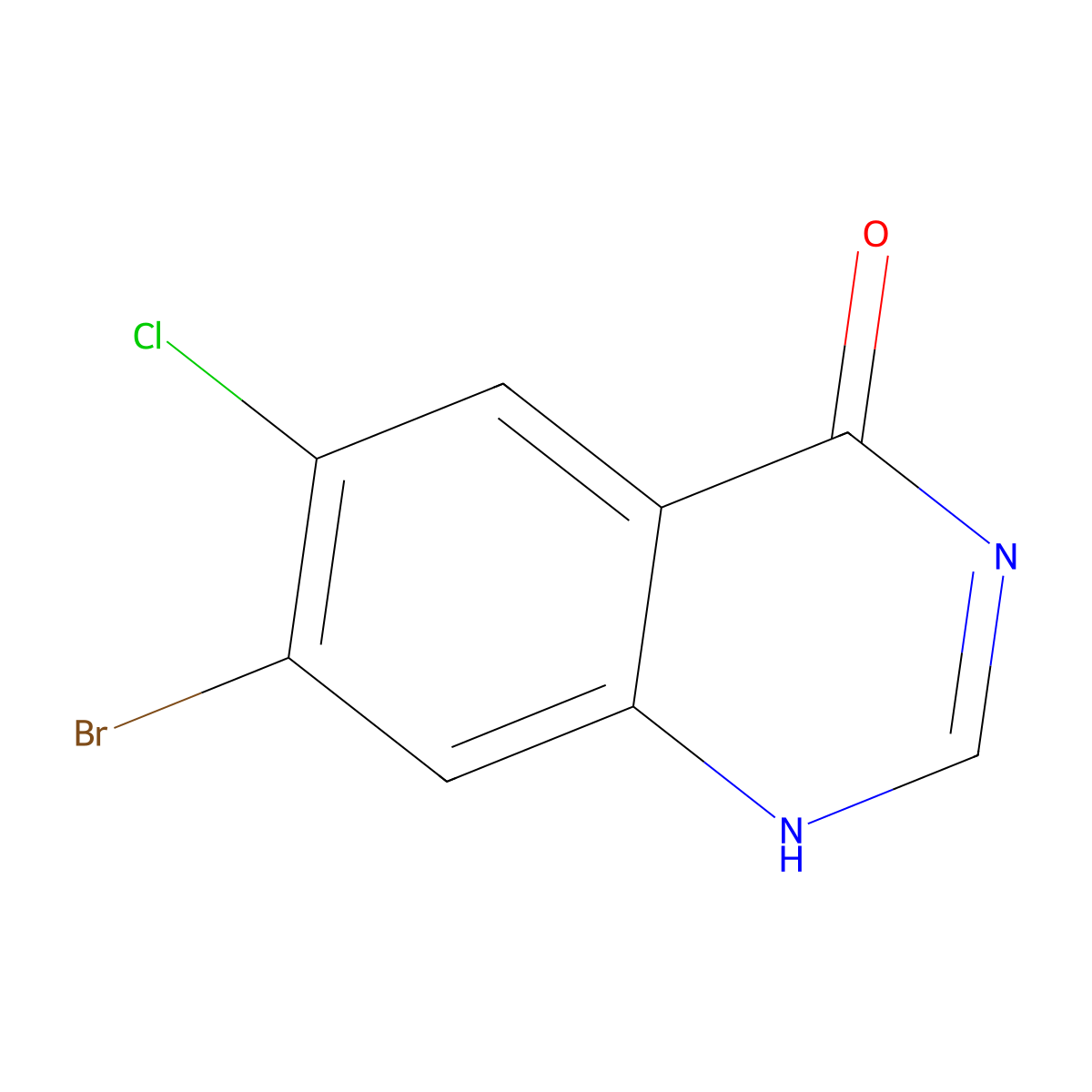 7-bromo-6-chloro-1H-quinazolin-4-one molecular structure, CAS 17518-98-8