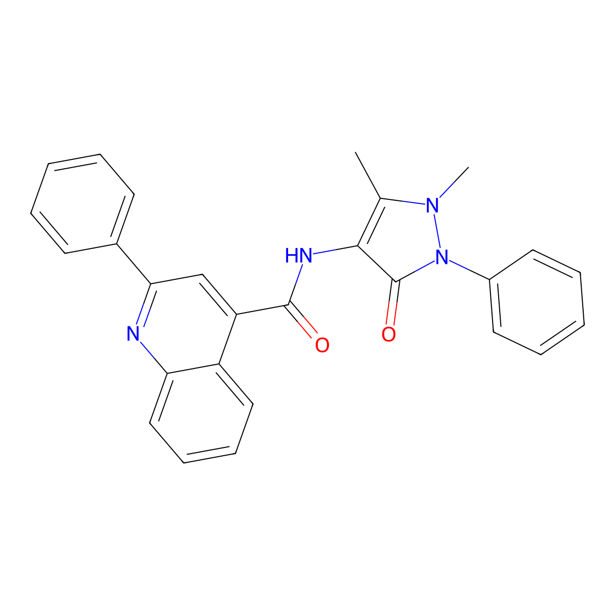 N-(2,3-Dihydro-1,5-dimethyl-3-oxo-2-phenyl-1H-pyrazol-4-yl)-2-phenyl-4-quinolinecarboxamide molecular structure, CAS 1752-99-4