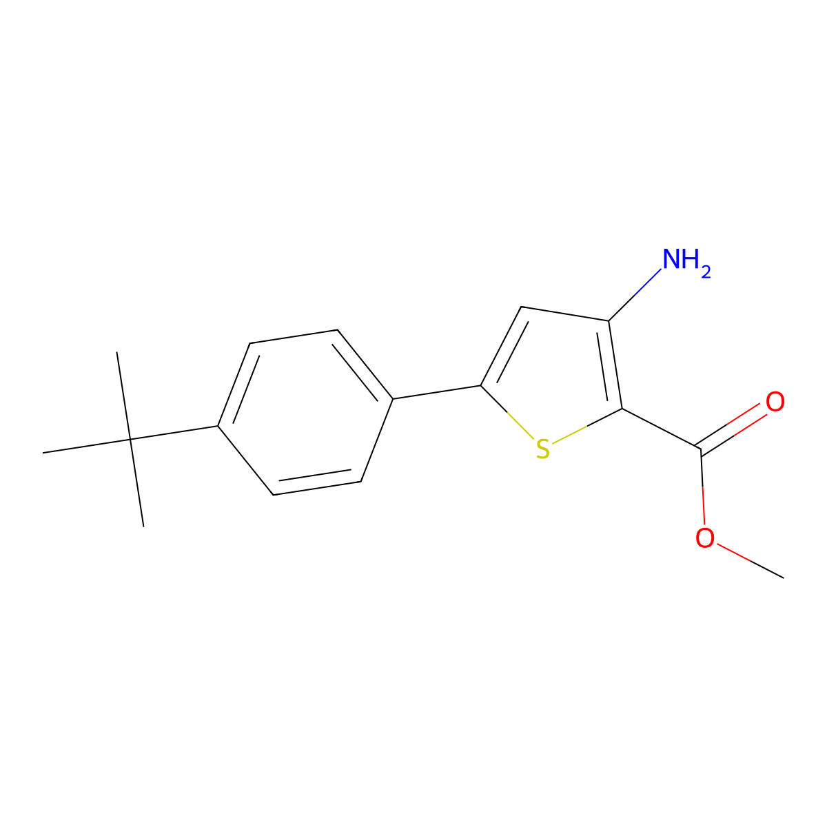 Methyl 3-amino-5-(4-tert-butylphenyl)thiophene-2-carboxylate molecular structure, CAS 175201-46-4