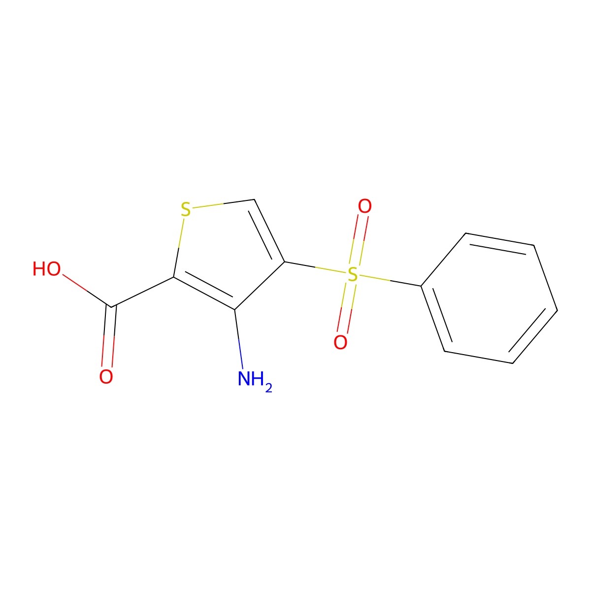 3-Amino-4-(phenylsulfonyl)thiophene-2-carboxylic acid molecular structure, CAS 175201-59-9