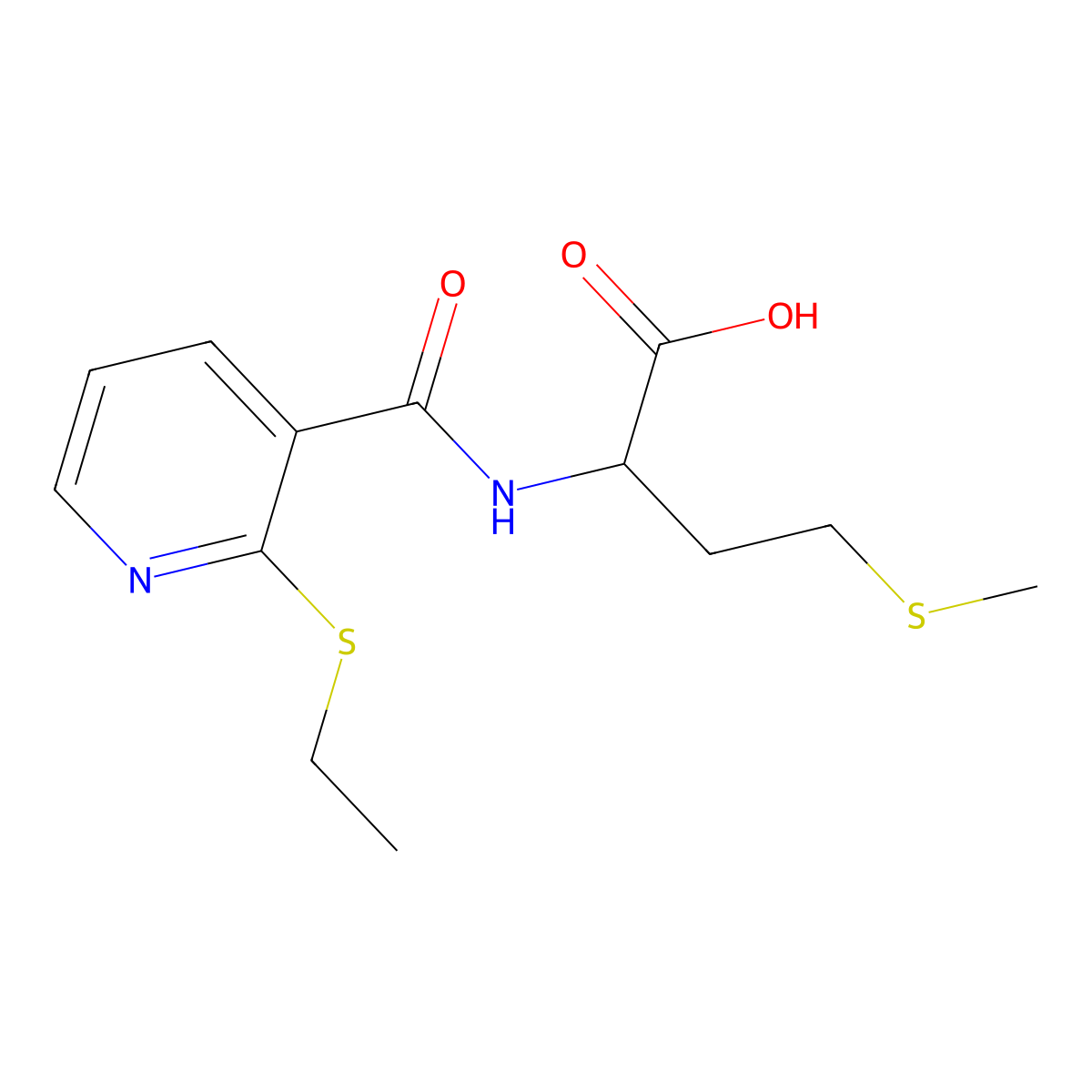 N-[2-(Ethylsulfanyl)pyridine-3-carbonyl]methionine molecular structure, CAS 175201-66-8