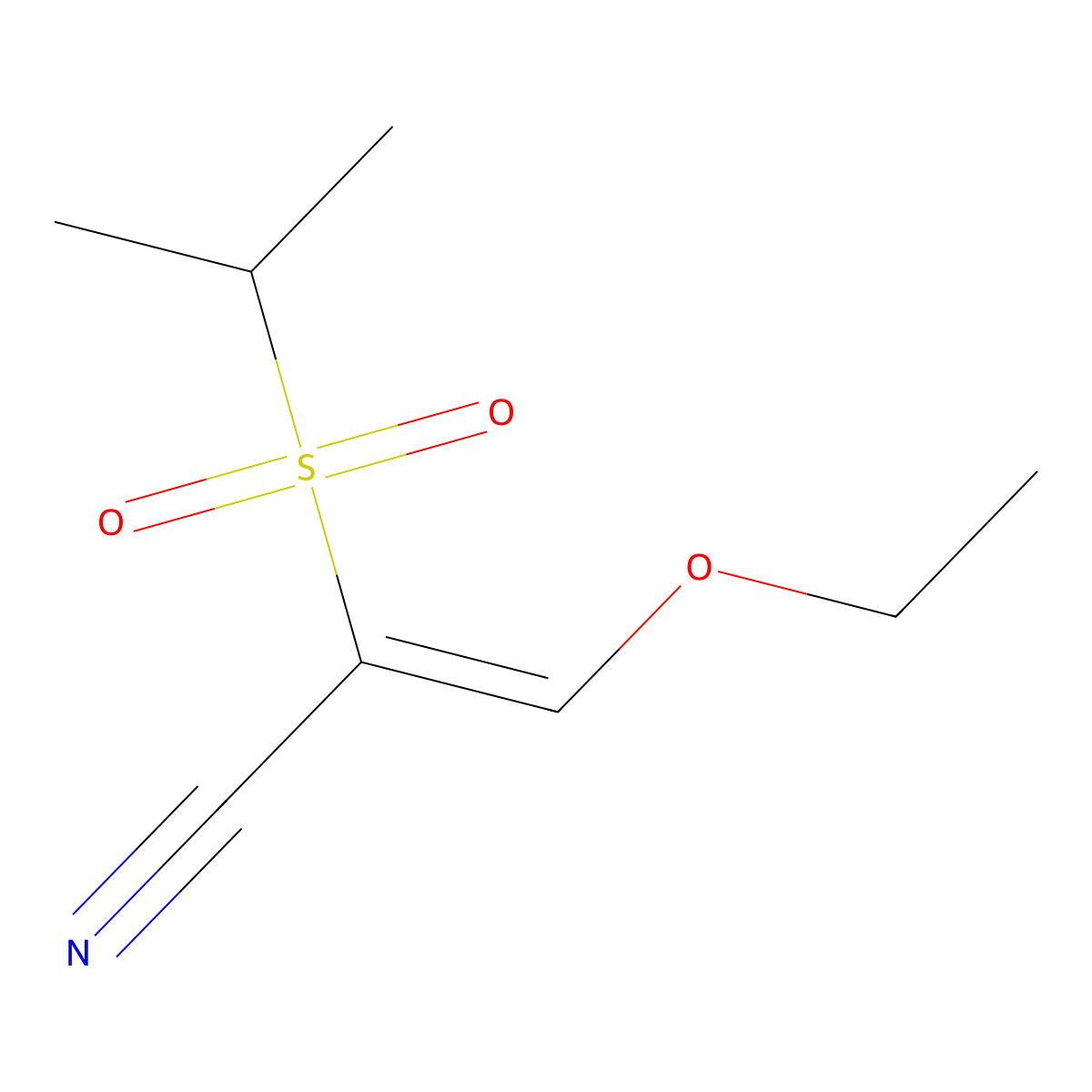 (E)-3-Ethoxy-2-(propane-2-sulfonyl)-acrylonitrile molecular structure, CAS 175201-71-5