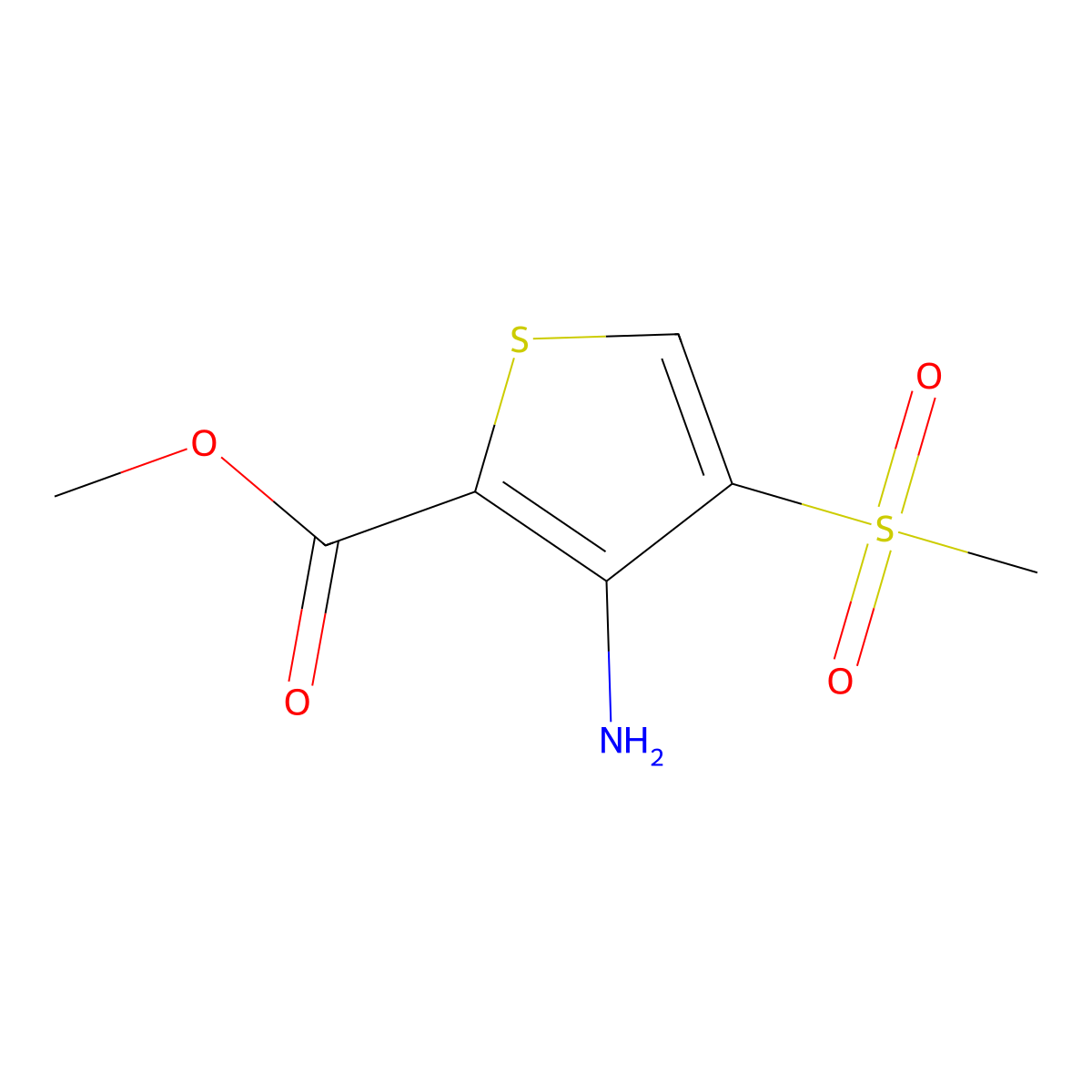 Methyl 3-amino-4-(methylsulfonyl)thiophene-2-carboxylate molecular structure, CAS 175201-73-7