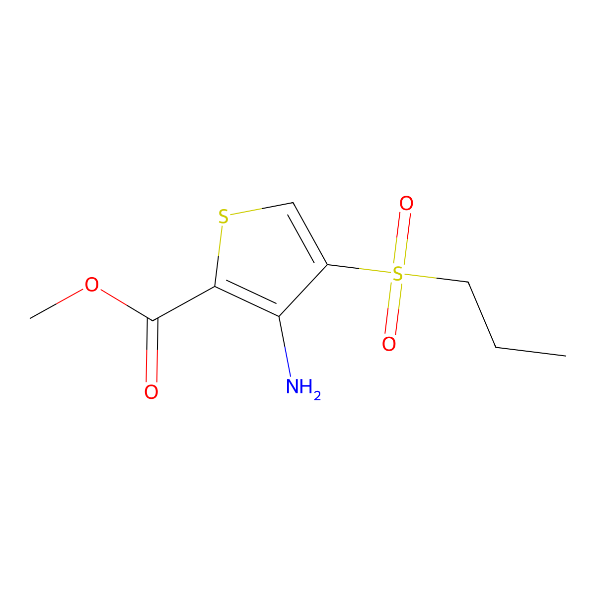 Methyl 3-amino-4-(propylsulfonyl)thiophene-2-carboxylate molecular structure, CAS 175201-74-8
