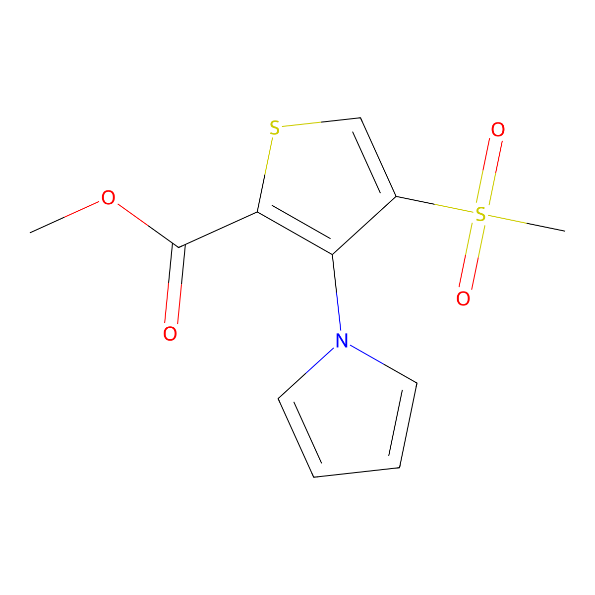 Methyl 4-(methanesulfonyl)-3-(1H-pyrrol-1-yl)thiophene-2-carboxylate molecular structure, CAS 175201-75-9