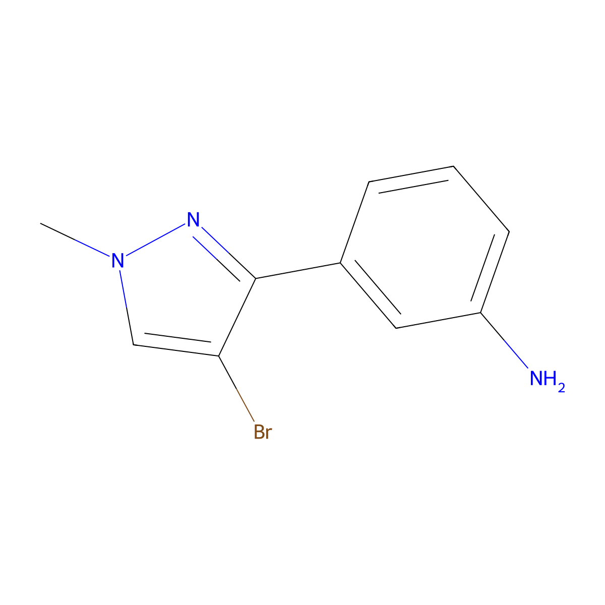 3-(4-Bromo-1-Methyl-1H-Pyrazol-3-Yl)Aniline molecular structure, CAS 175201-77-1
