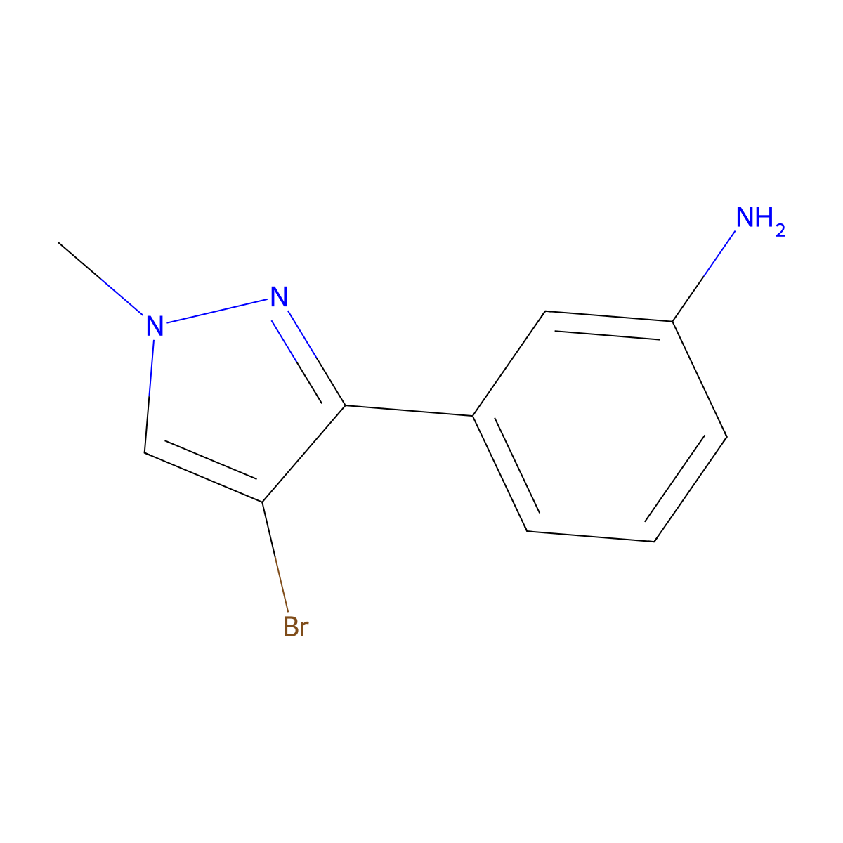 3-(4-Bromo-1-Methyl-1H-Pyrazol-3-Yl)Aniline molecular structure, CAS 175201-77-1