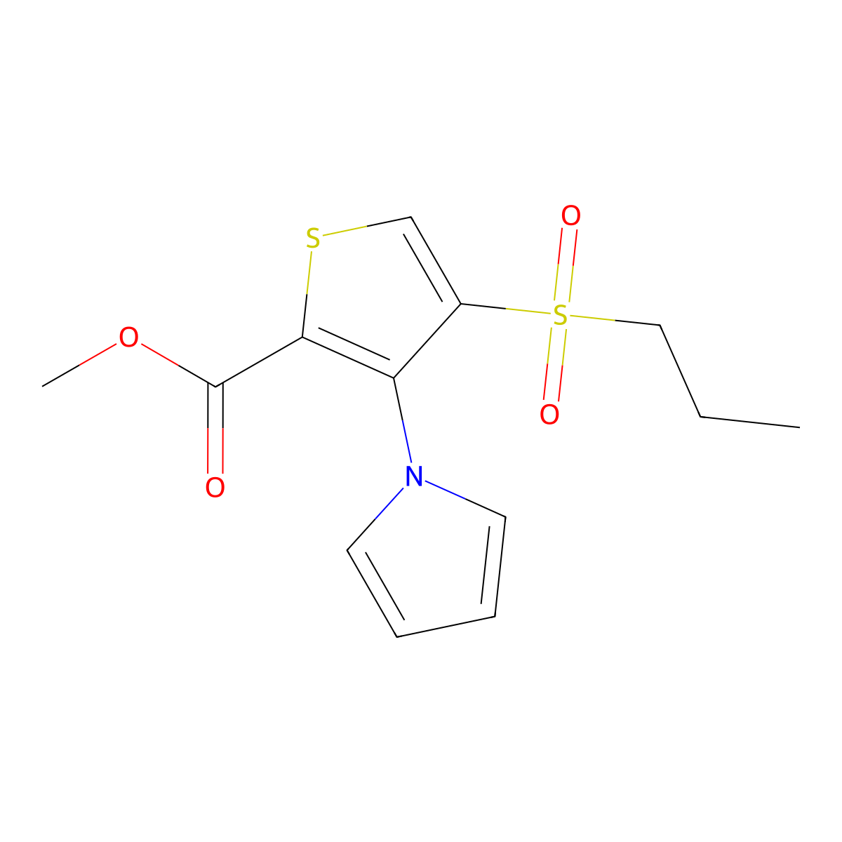 Methyl 4-(propylsulfonyl)-3-(1h-pyrrol-1-yl)thiophene-2-carboxylate molecular structure, CAS 175201-78-2