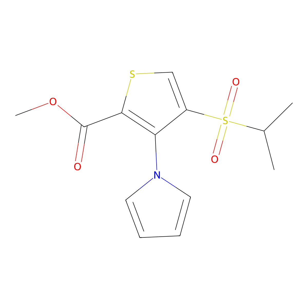 methyl 4-(isopropylsulfonyl)-3-(1H-pyrrol-1-yl)thiophene-2-carboxylate molecular structure, CAS 175201-79-3