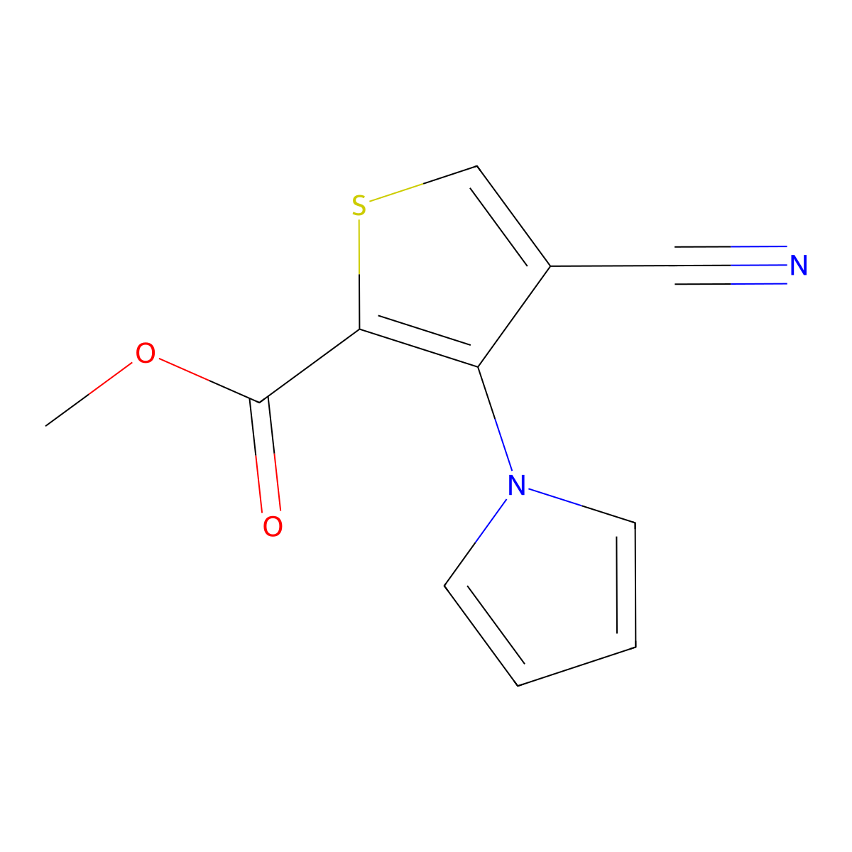 methyl 4-cyano-3-(1H-pyrrol-1-yl)thiophene-2-carboxylate molecular structure, CAS 175201-81-7