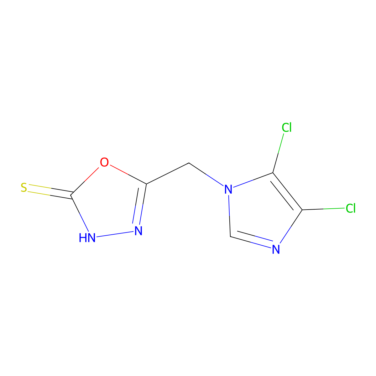 5-[(4,5-dichloro-1H-imidazol-1-yl)methyl]-1,3,4-oxadiazole-2-thiol molecular structure, CAS 175201-82-8