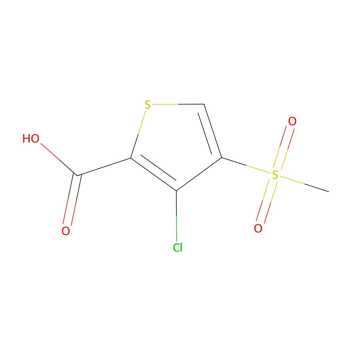 3-Chloro-4-(methylsulfonyl)thiophene-2-carboxylic acid molecular structure, CAS 175201-86-2