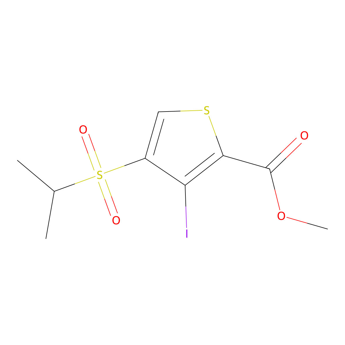 Methyl 3-iodo-4-(isopropylsulfonyl)thiophene-2-carboxylate molecular structure, CAS 175201-88-4