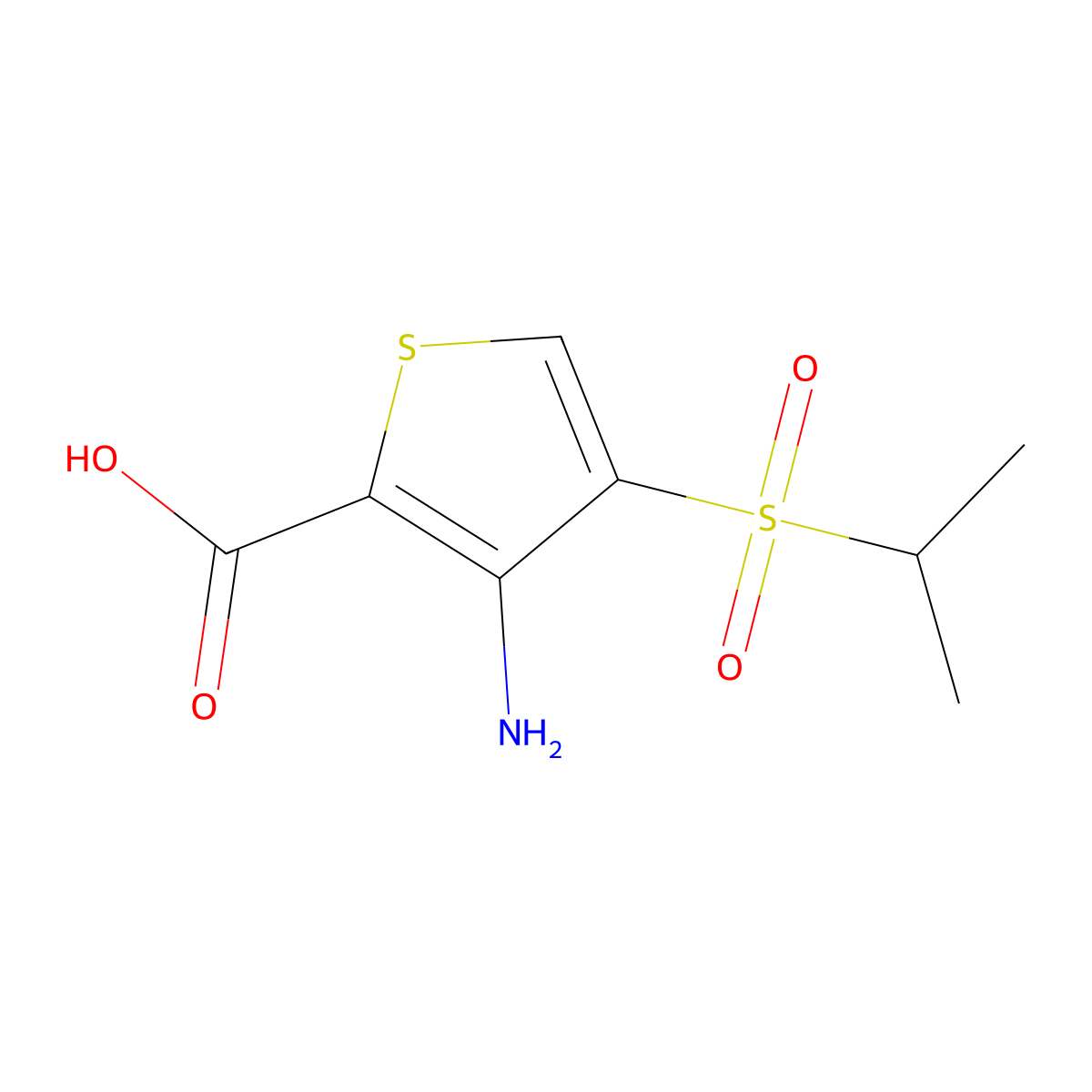 3-Amino-4-(isopropylsulfonyl)thiophene-2-carboxylic acid molecular structure, CAS 175201-89-5