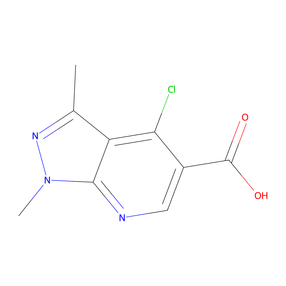 4-Chloro-1,3-dimethyl-1H-pyrazolo[3,4-b]pyridine-5-carboxylic acid molecular structure, CAS 175201-94-2