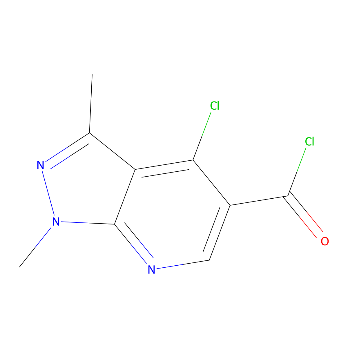 4-Chloro-1,3-Dimethyl-1H-Pyrazolo[3,4-B]Pyridine-5-Carbonyl Chloride molecular structure, CAS 175201-95-3