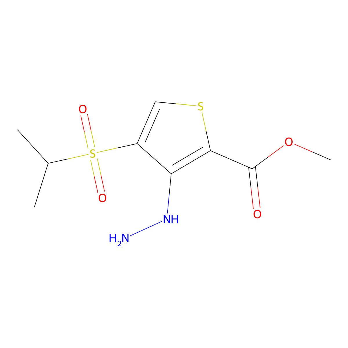 Methyl 3-hydrazino-4-(isopropylsulfonyl)thiophene-2-carboxylate molecular structure, CAS 175201-97-5