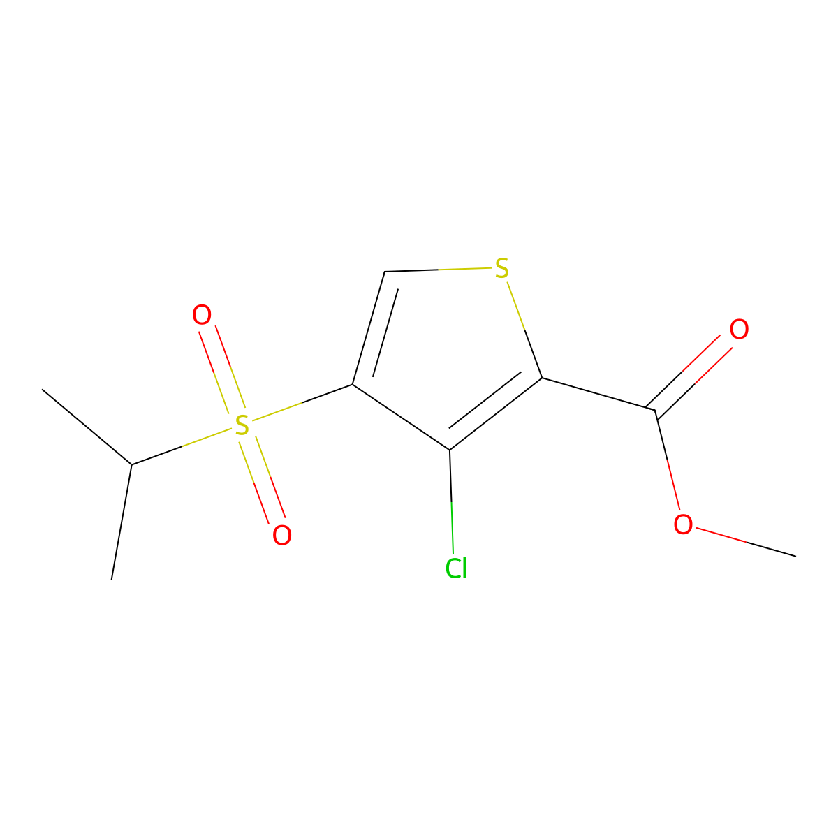 3-Chloro-4-(propane-2-sulfonyl)-thiophene-2-carboxylic acid methyl ester molecular structure, CAS 175201-99-7