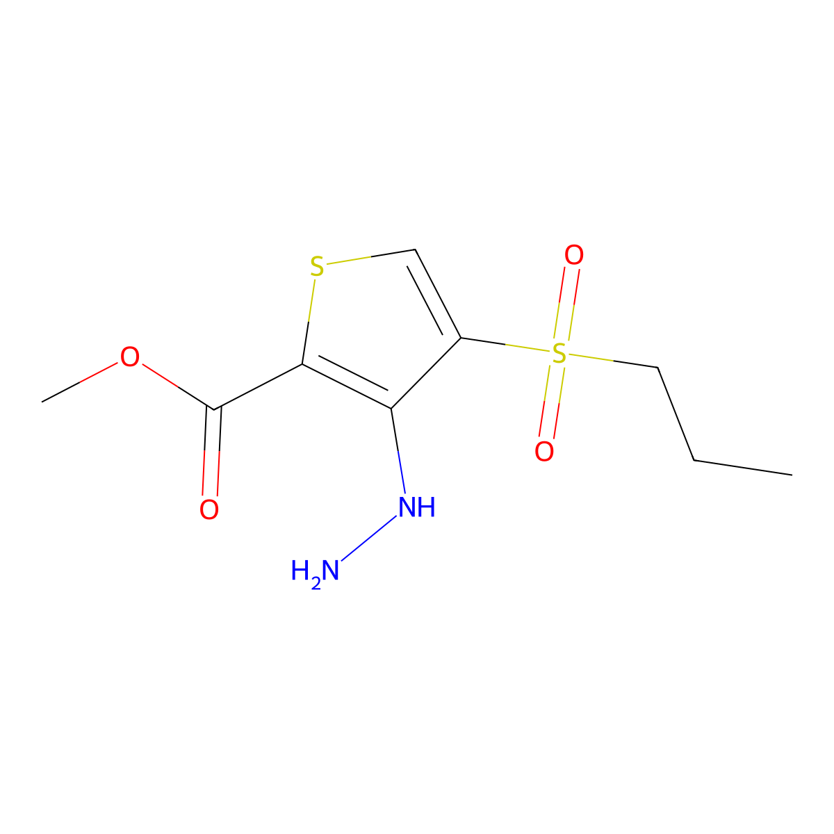 Methyl 3-hydrazino-4-(propylsulfonyl)thiophene-2-carboxylate molecular structure, CAS 175202-01-4