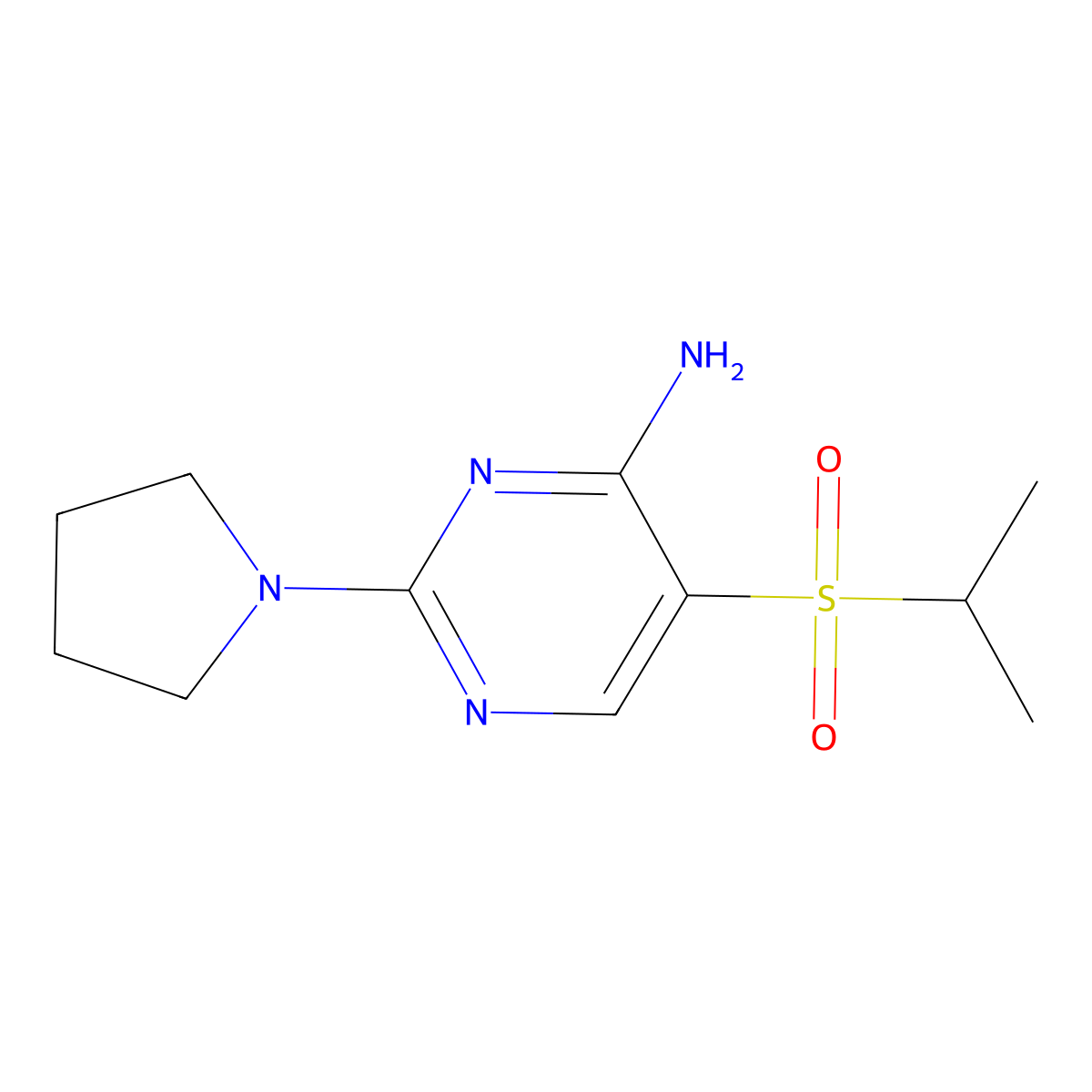 5-(Isopropylsulfonyl)-2-(pyrrolidin-1-yl)pyrimidin-4-amine molecular structure, CAS 175202-04-7