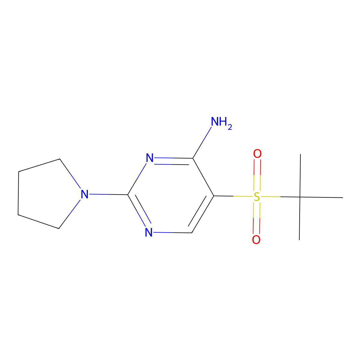 5-(tert-butylsulfonyl)-2-tetrahydro-1H-pyrrol-1-ylpyrimidin-4-amine molecular structure, CAS 175202-10-5
